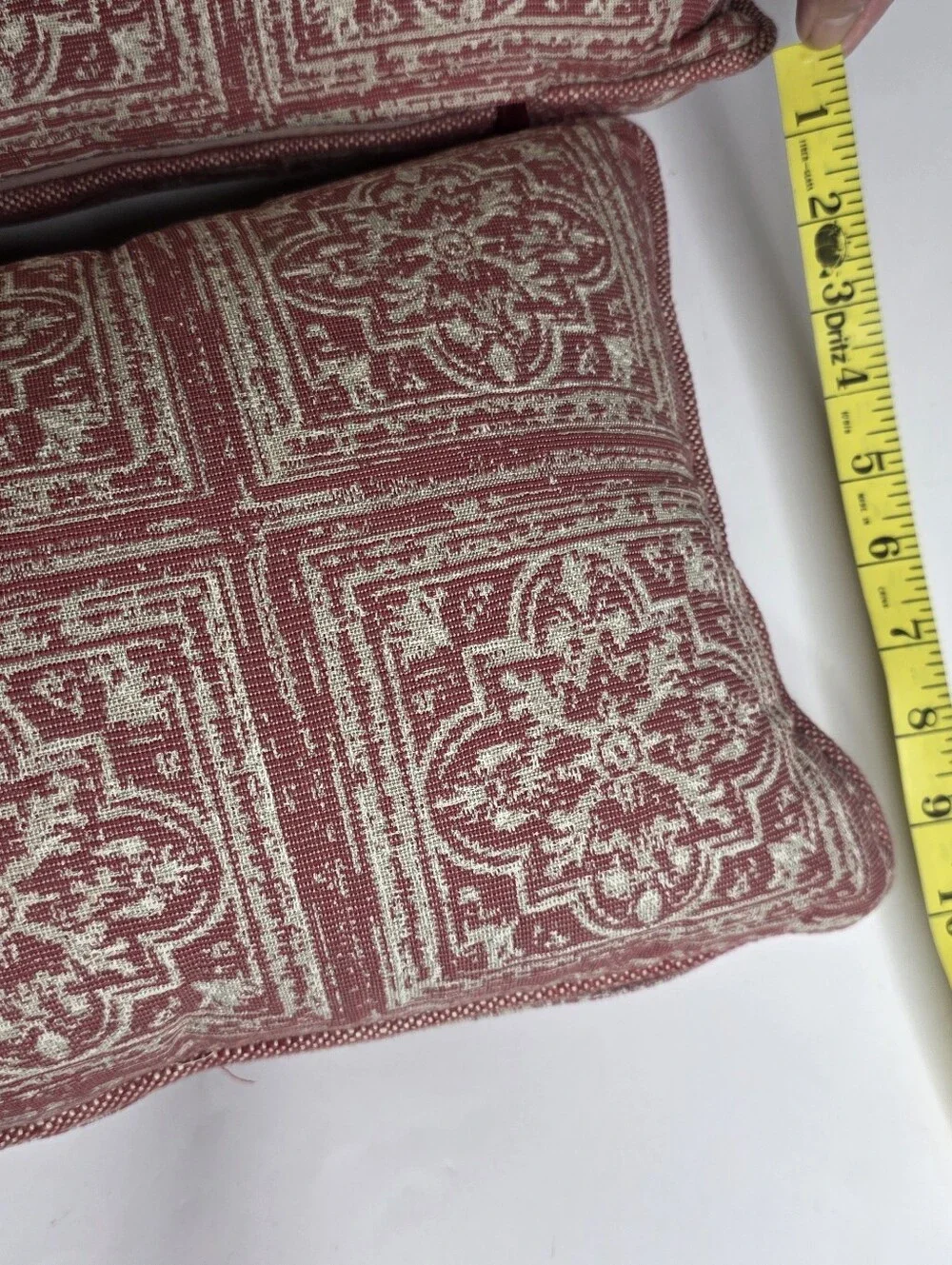 Restoration Hardware marron and Tan Scroll set of 2 Lumber pillows Inserts incl